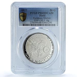 Haiti 50 gourdes European Market Treaty KM-130 Map PR 68 PCGS silver coin 1977