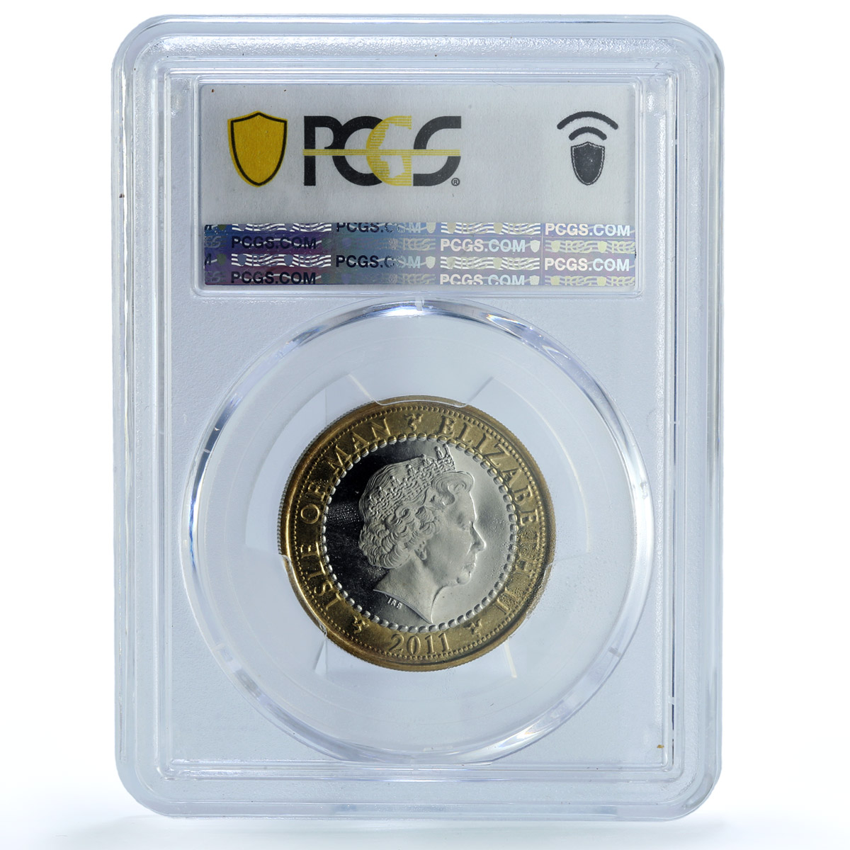 Isle of Man 2 pounds Youth Games KM-1476 Sports Cat MS 66 PCGS bimetal coin 2011