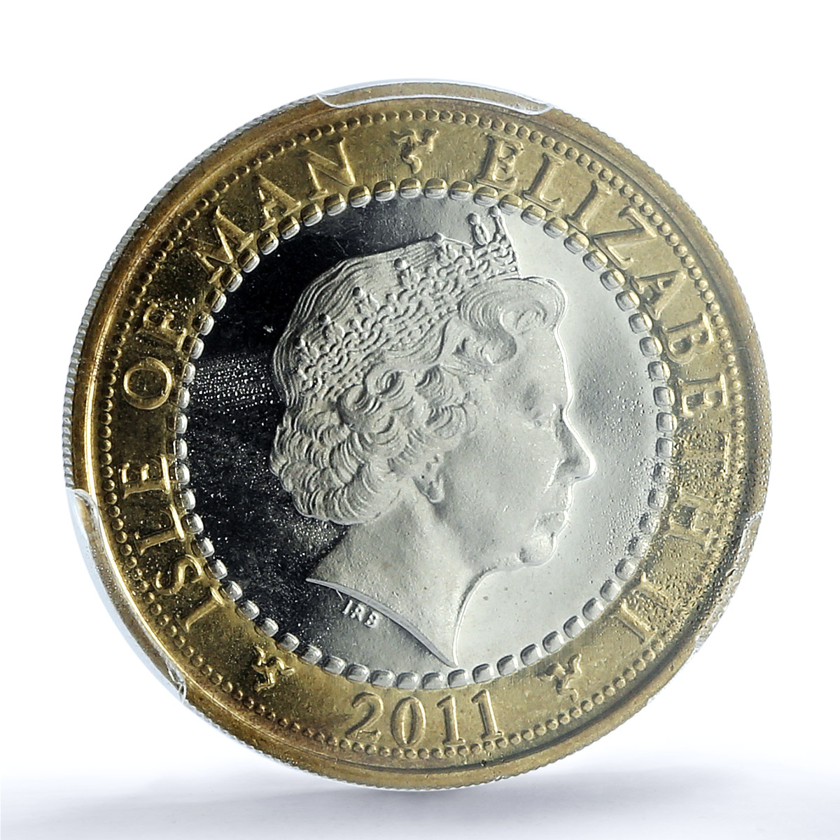 Isle of Man 2 pounds Youth Games KM-1476 Sports Cat MS 66 PCGS bimetal coin 2011