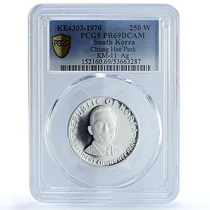 Korea South 250 won Chung Hee Park KM-11 Politics PR 69 PCGS silver coin 1970