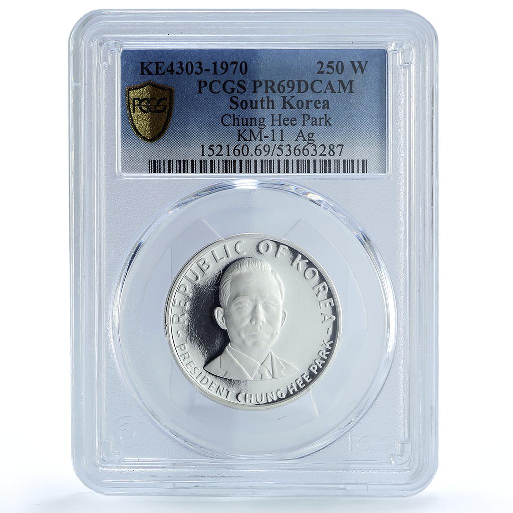 Korea South 250 won Chung Hee Park KM-11 Politics PR 69 PCGS silver coin 1970