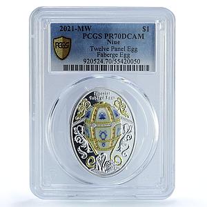 Niue 1 dollar Twelve Panel Egg Imperial Faberge Art PR70 PCGS silver coin 2021