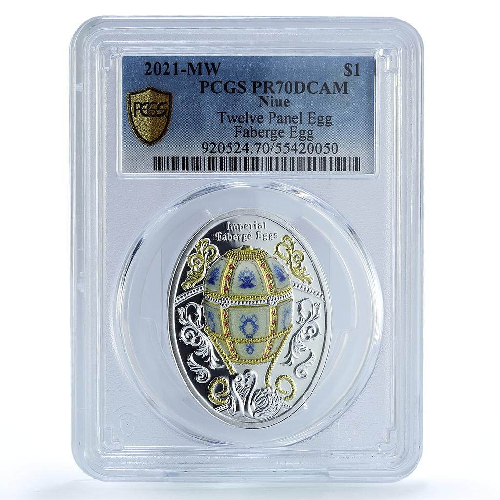 Niue 1 dollar Twelve Panel Egg Imperial Faberge Art PR70 PCGS silver coin 2021