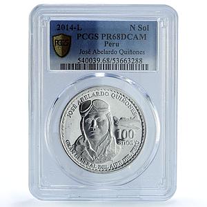 Peru 1 sol Jose Abelardo Quinones KM-377 Plane PR 68 PCGS silver coin 2014