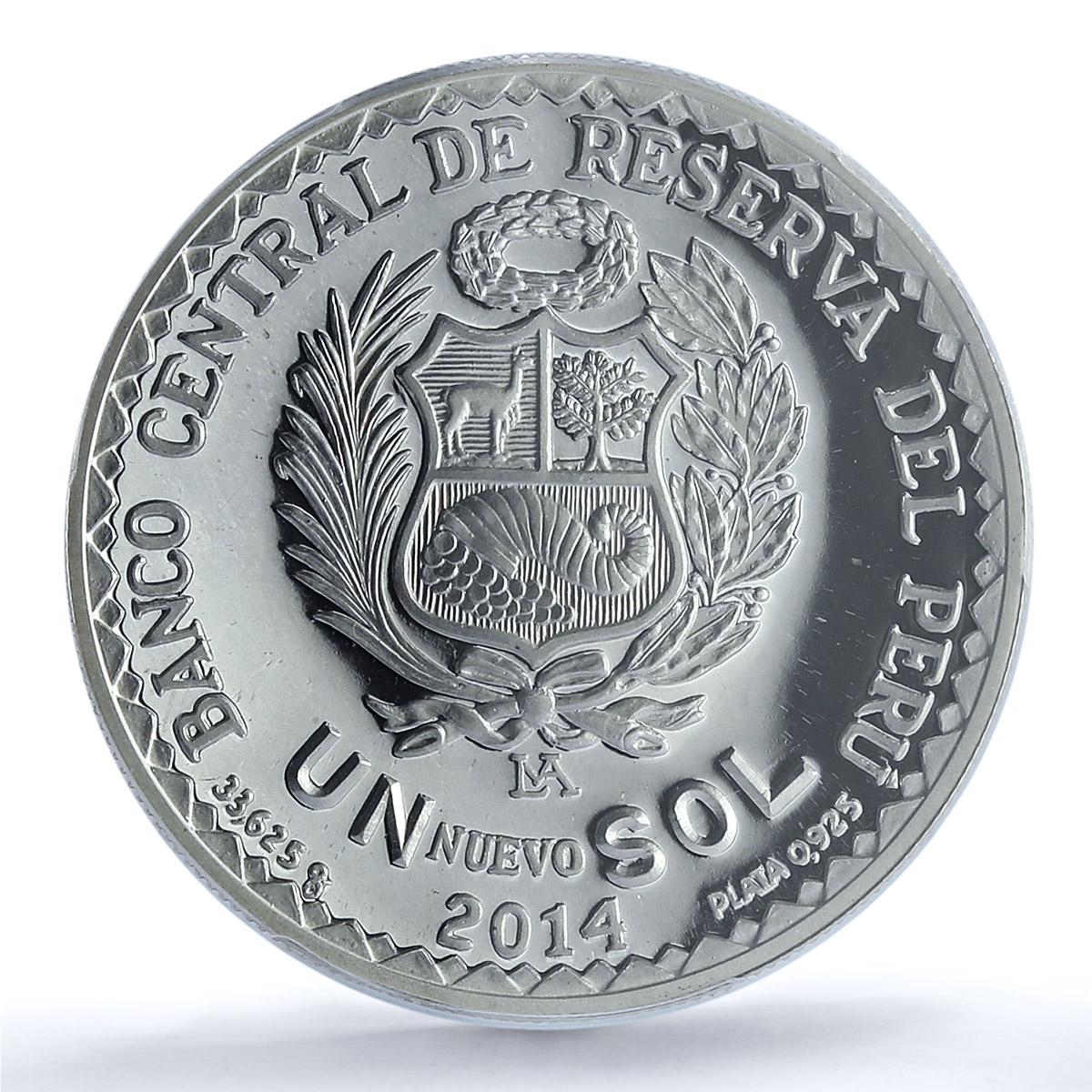 Peru 1 sol Jose Abelardo Quinones KM-377 Plane PR 68 PCGS silver coin 2014