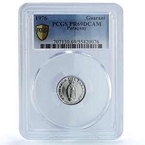 Paraguay 1 guarani Republic KM-151 Soldier PR 69 PCGS NiSteel coin 1976