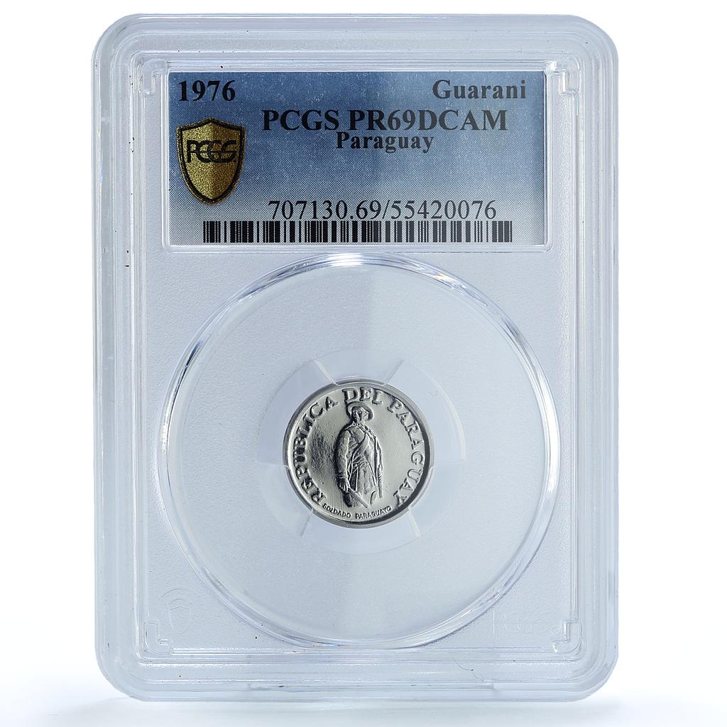 Paraguay 1 guarani Republic KM-151 Soldier PR 69 PCGS NiSteel coin 1976 Paraguay 1 guarani Republic KM-151 Soldier PR 69 PCGS NiSteel coin 1976