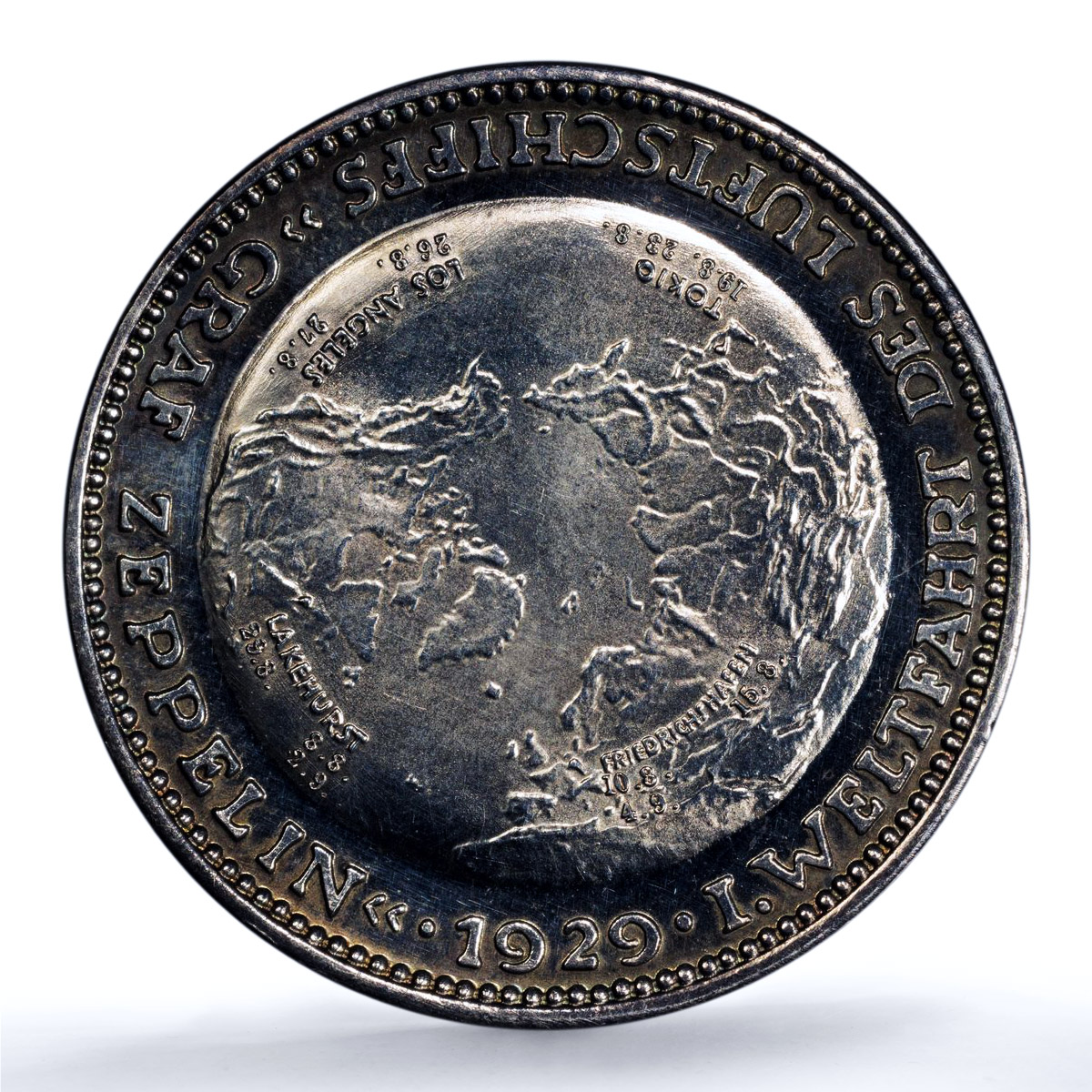 Germany Weimar Zeppelin Eckener Durr Kaiser-511 SP 63 PCGS silver medal 1929