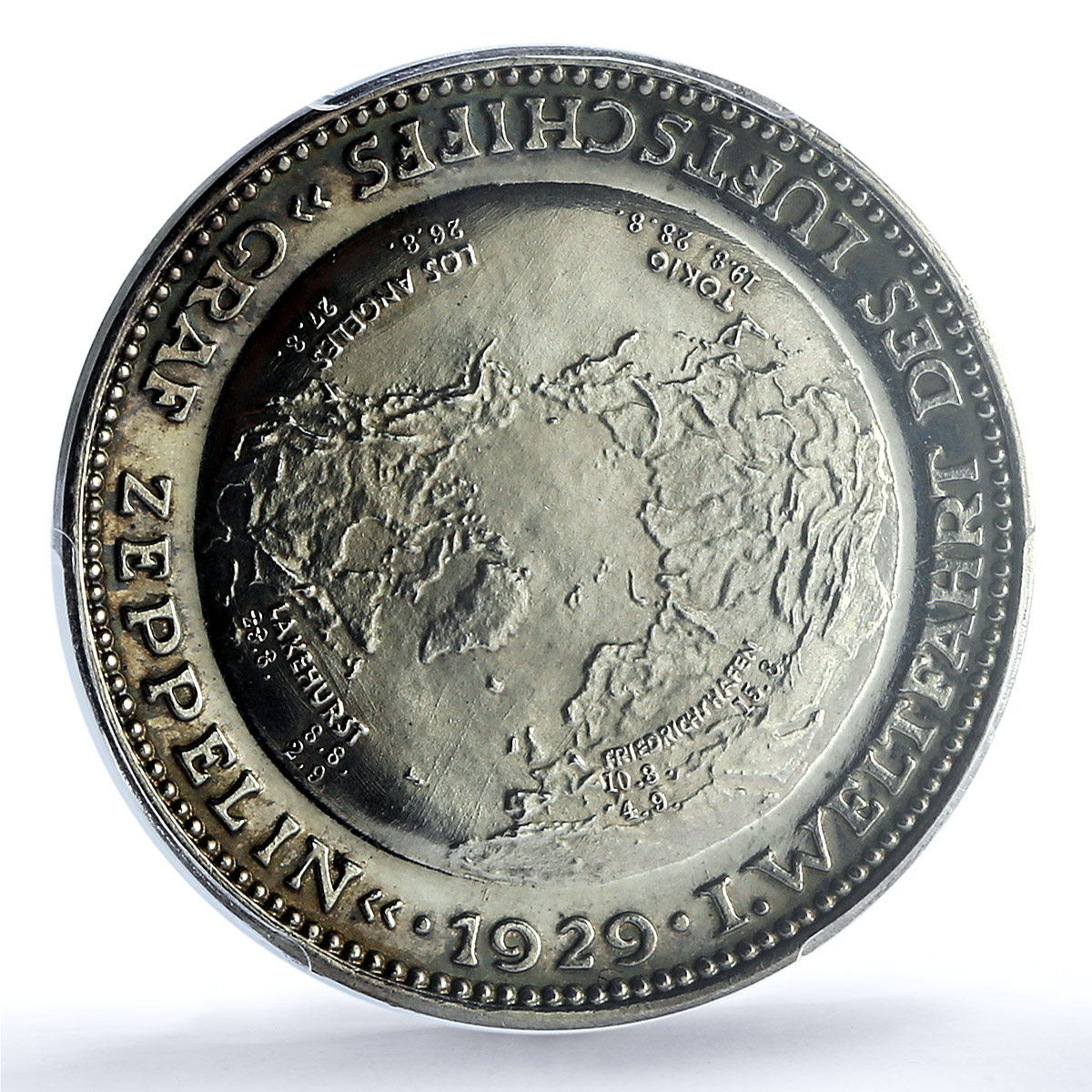 Germany Weimar Zeppelin Eckener Durr Kaiser-511 SP 63 PCGS silver medal 1929