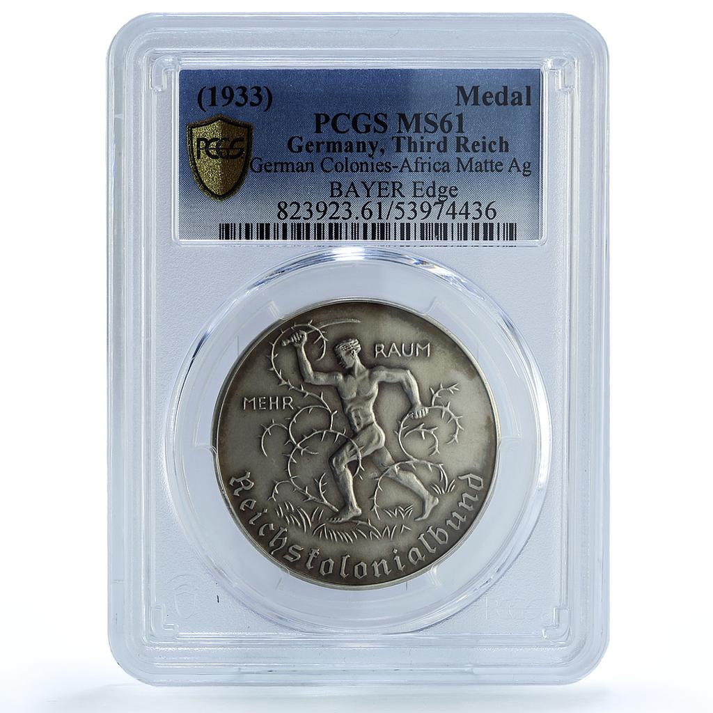 Germany Third Reich Reichskolonialbund Groenegress-1249 MS 61 PCGS Ag medal 1933