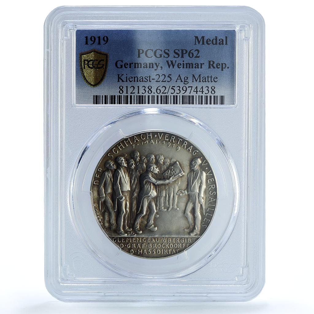 Germany Weimar Versailles Treaty WWI Kienast-225 SP 62 PCGS silver medal 1919