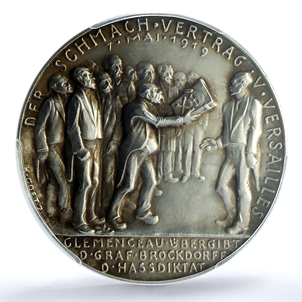 Germany Weimar Versailles Treaty WWI Kienast-225 SP 62 PCGS silver medal 1919