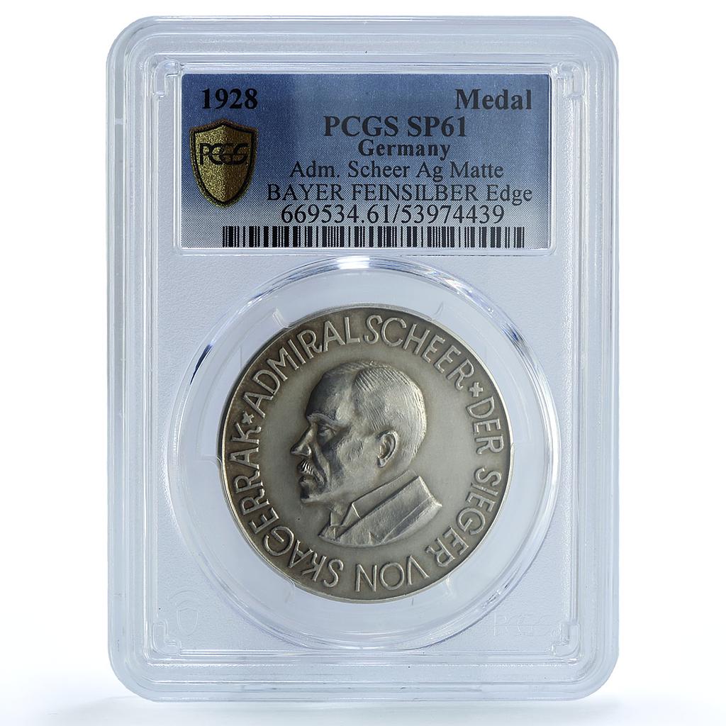 Germany Weimar Admiral Scheer Skagerrak BAYER SP 61 PCGS silver medal 1928
