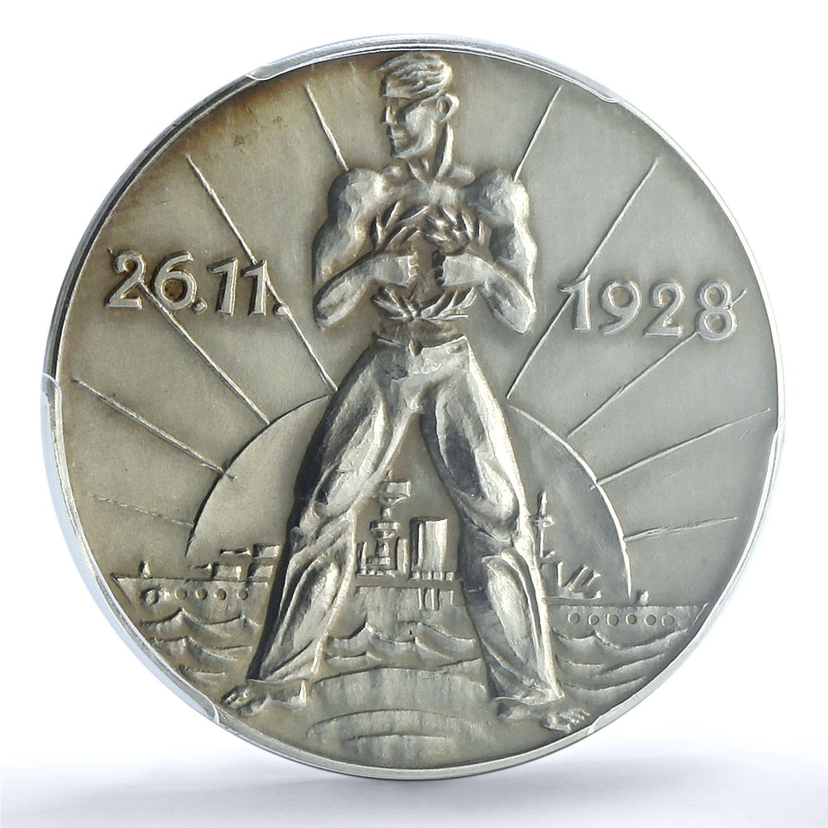 Germany Weimar Admiral Scheer Skagerrak Ship SP 61 PCGS silver medal 1928