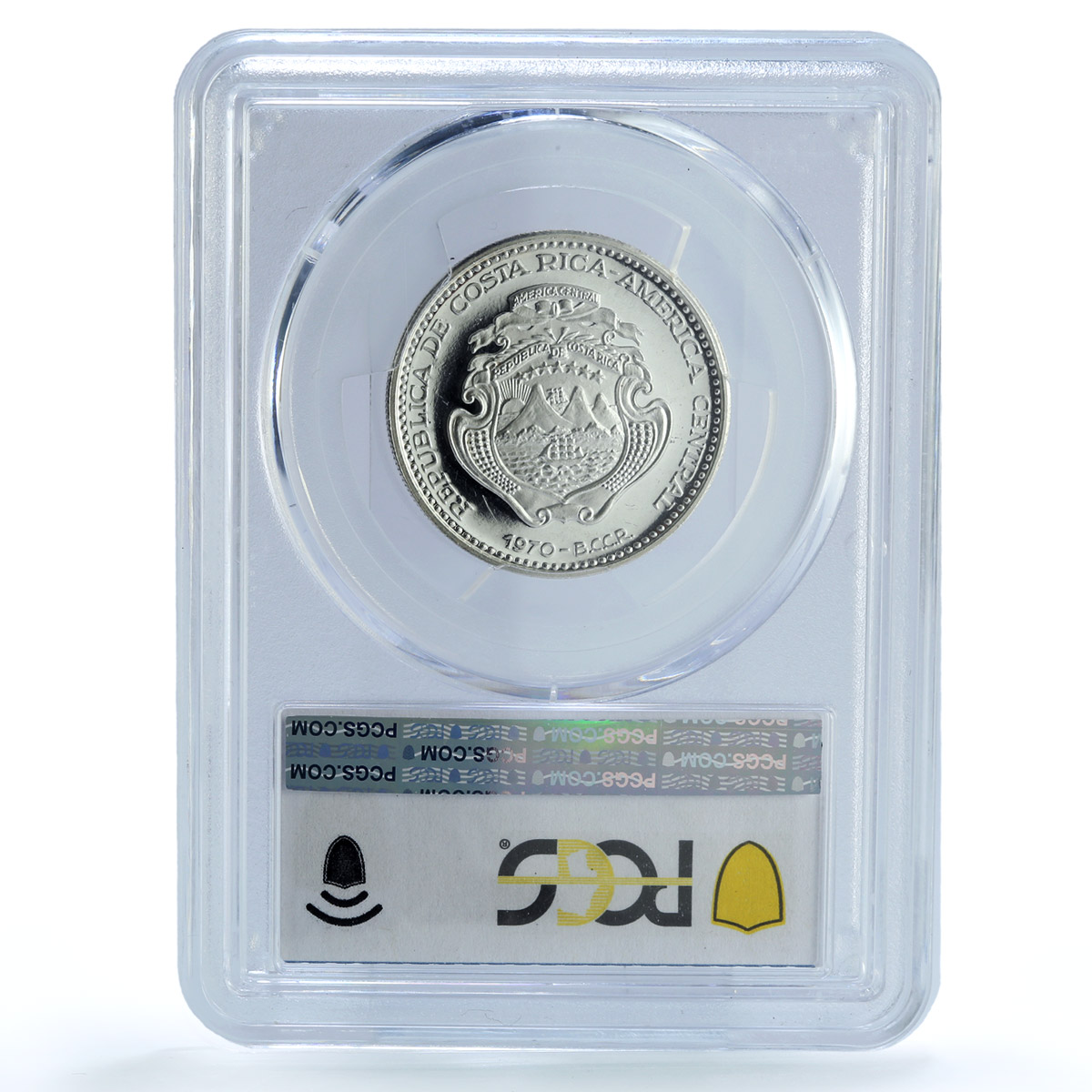 Costa Rica 5 colones New Carthage KM-191 Coronado PR 63 PCGS silver coin 1970