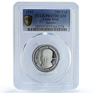 Costa Rica 300 colones Alajuela KM-223 Ramirez City PR 67 PCGS silver coin 1981