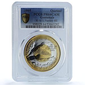 Guatemala 1 quetzal Colibri Pattern RE X-1d.1 Bird PR 64 PCGS trimetal coin 1995
