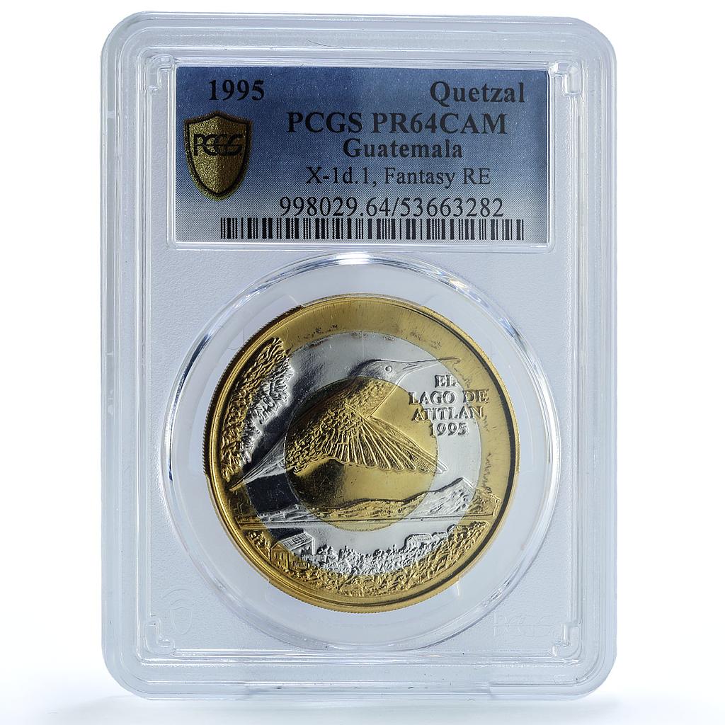 Guatemala 1 quetzal Colibri Pattern RE X-1d.1 Bird PR 64 PCGS trimetal coin 1995