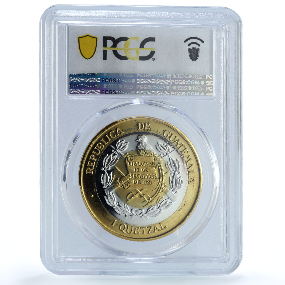 Guatemala 1 quetzal Colibri Pattern RE X-1d.1 Bird PR 64 PCGS trimetal coin 1995