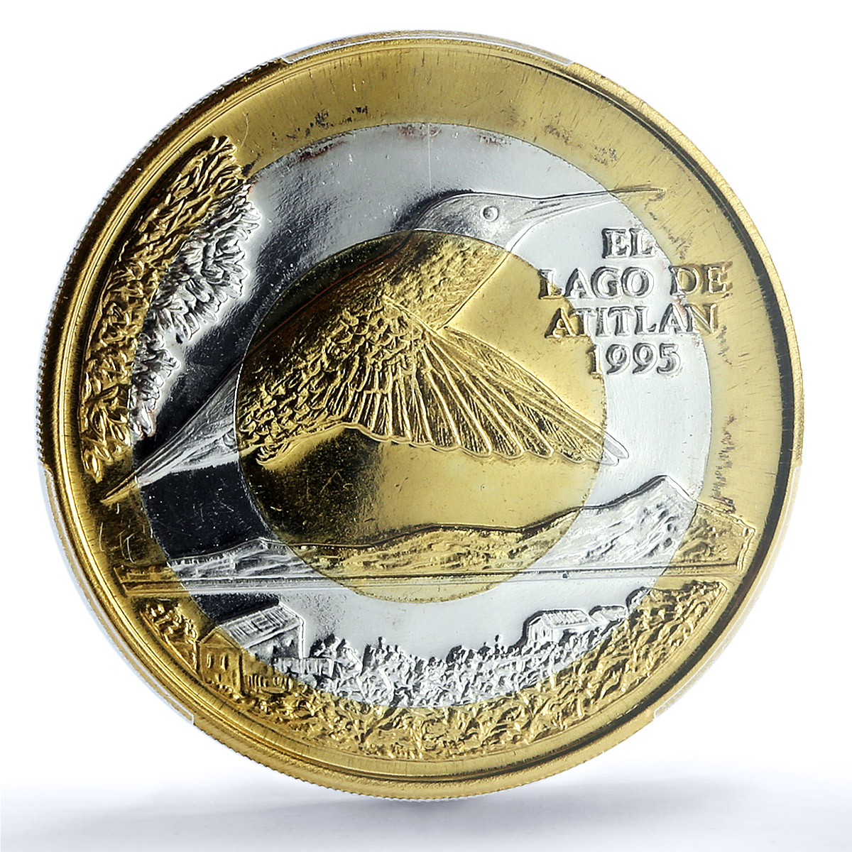 Guatemala 1 quetzal Colibri Pattern RE X-1d.1 Bird PR 64 PCGS trimetal coin 1995