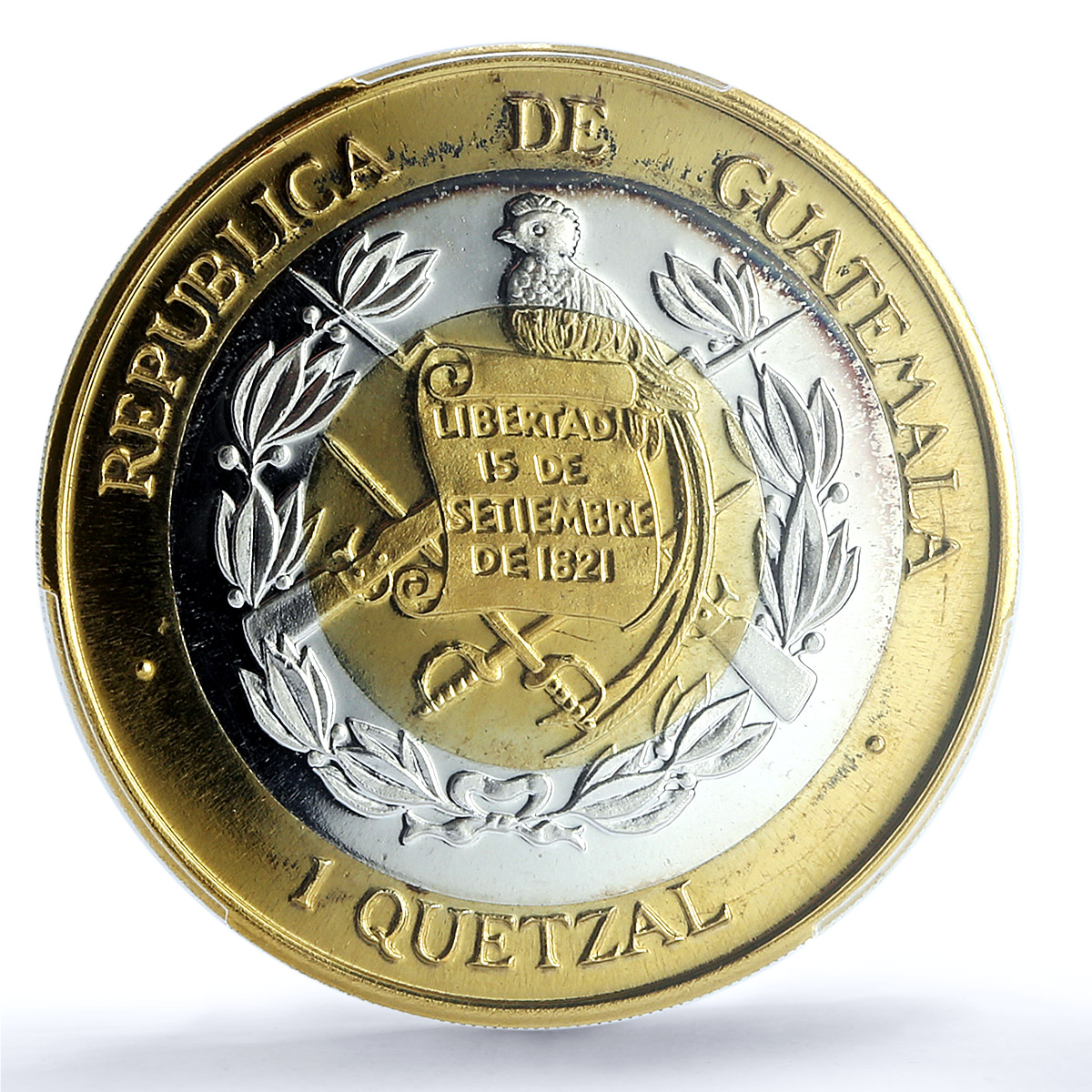 Guatemala 1 quetzal Colibri Pattern RE X-1d.1 Bird PR 64 PCGS trimetal coin 1995