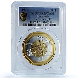 Guatemala 50 quetzales Guacamaya Parrot RE X#3c.2 Bird PR 65 PCGS coin 1995
