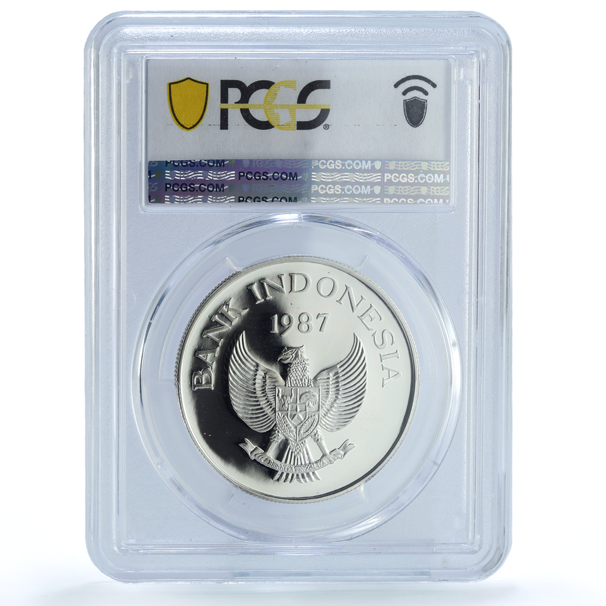 Indonesia 10000 rupiah Babi Rusa KM-45 Wildlife Pig PR 67 PCGS silver coin 1987