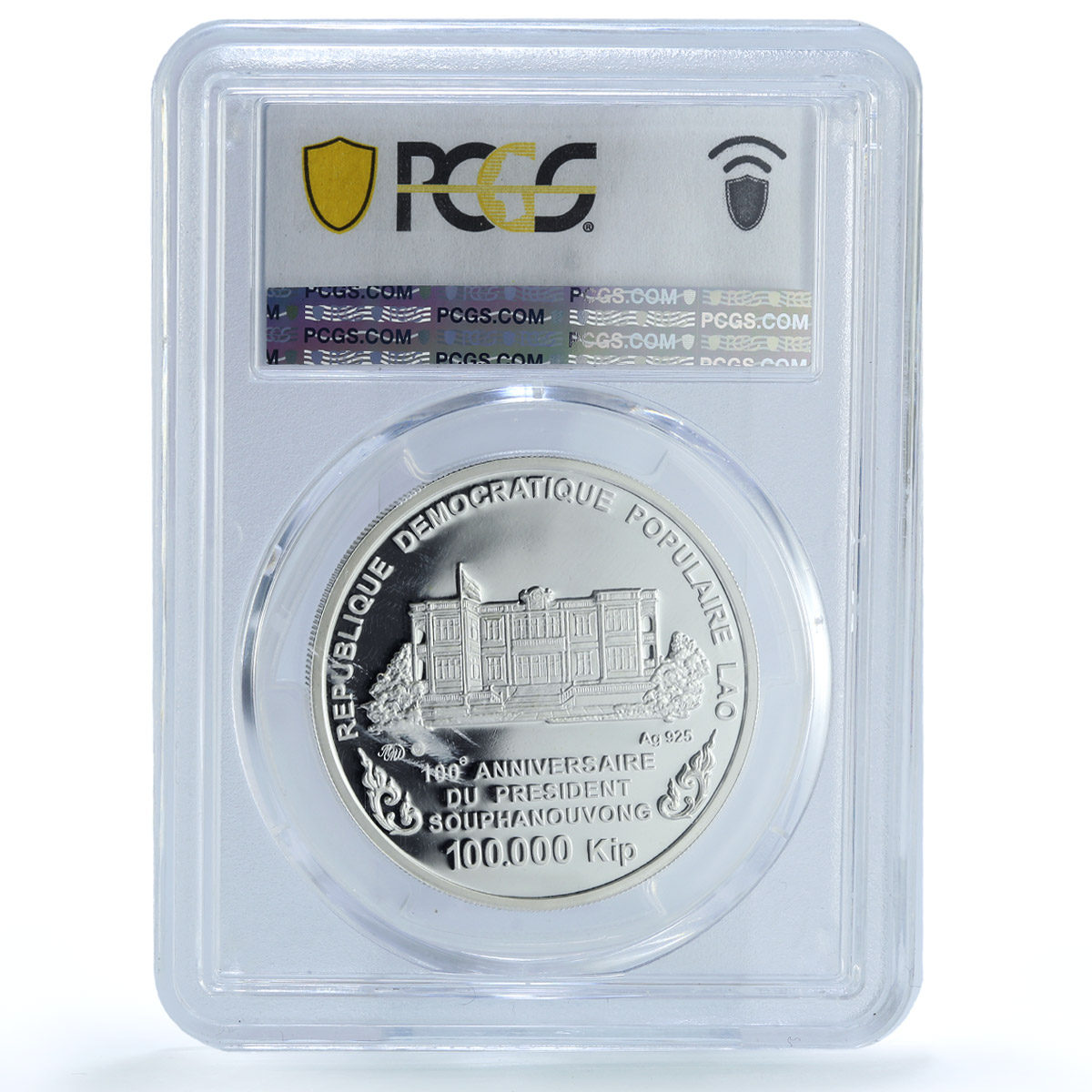 Laos 100000 kip Souphanouvong KM-102 Politics Building PR 67 PCGS Ag coin 2009