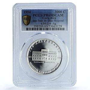 Costa Rica 3000 colones San Juan Hospital KM-234 PR 69 PCGS silver coin 1994