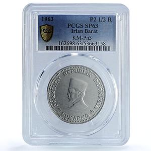 Indonesia 2 1/2 rupiah Sukarno Pattern KM-Pn3 SP 63 PCGS aluminum coin 1963