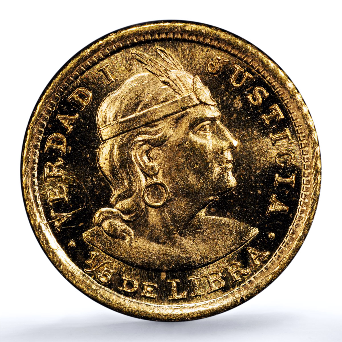 Peru 1/5 libra Republic Trade Coinage KM-210 FR-75 MS 64 PCGS gold coin 1961