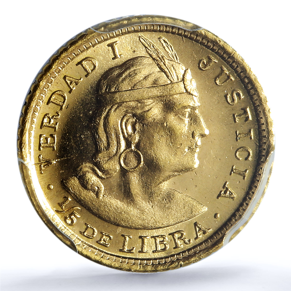 Peru 1/5 libra Republic Trade Coinage KM-210 FR-75 MS 64 PCGS gold coin 1961