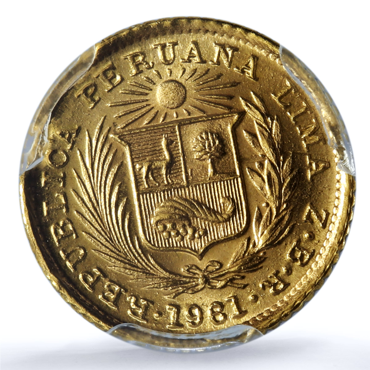 Peru 1/5 libra Republic Trade Coinage KM-210 FR-75 MS 64 PCGS gold coin 1961