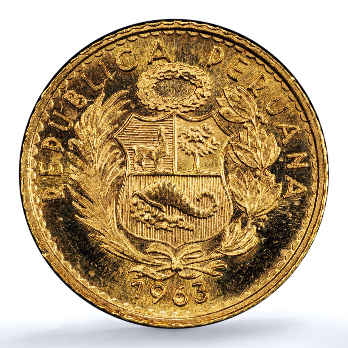 Peru 5 soles oro Republic KM-235 Seated Liberty MS 66 PCGS gold coin 1963