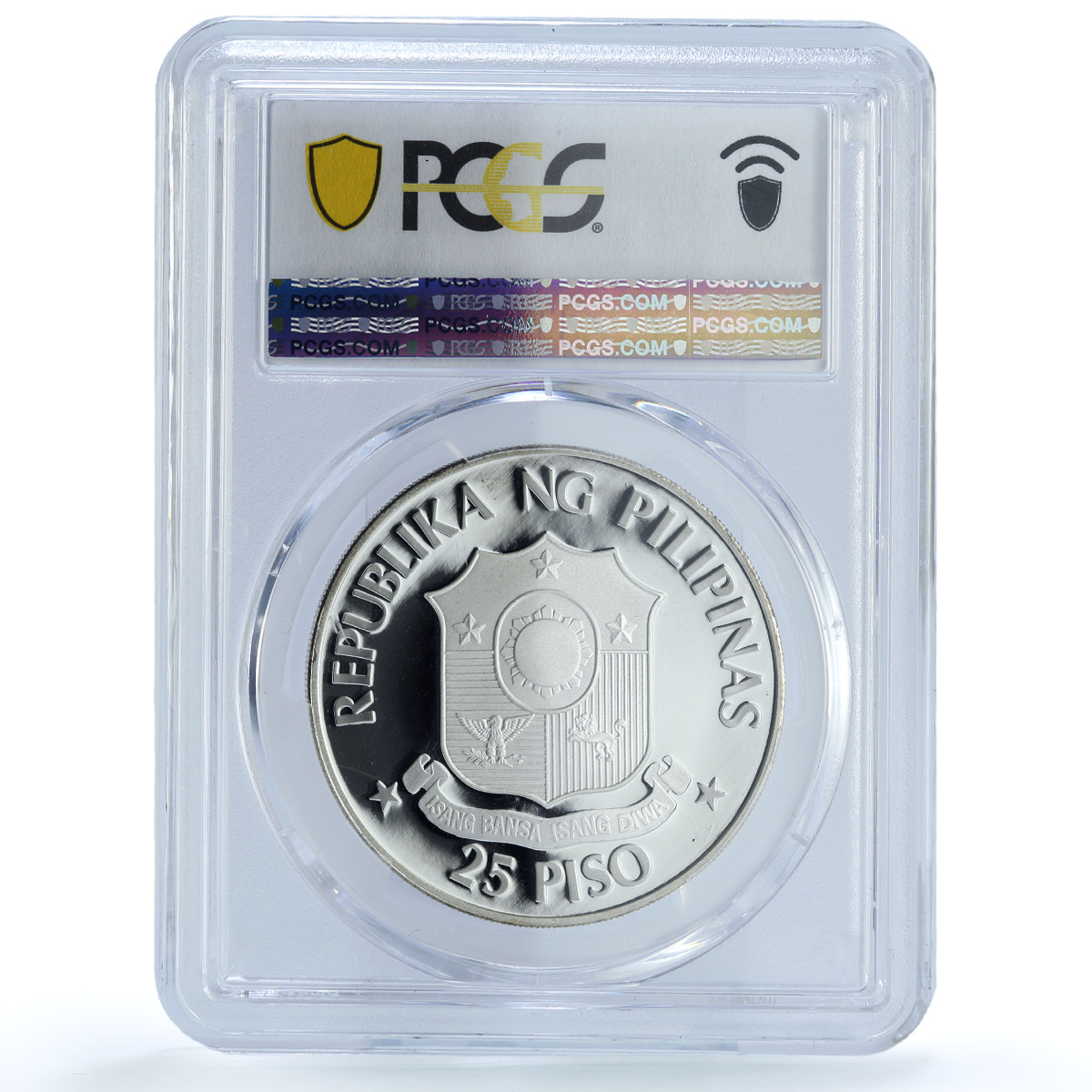 Philippines 25 piso Marcos Reagan KM-235 Politics PR 67 PCGS silver coin 1982
