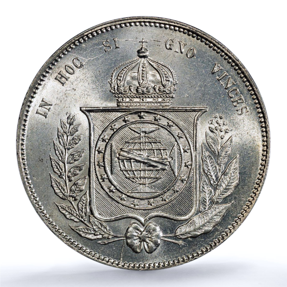 Brazil 2000 reis Pedro II KM-466 MS 63 PCGS silver coin 1865