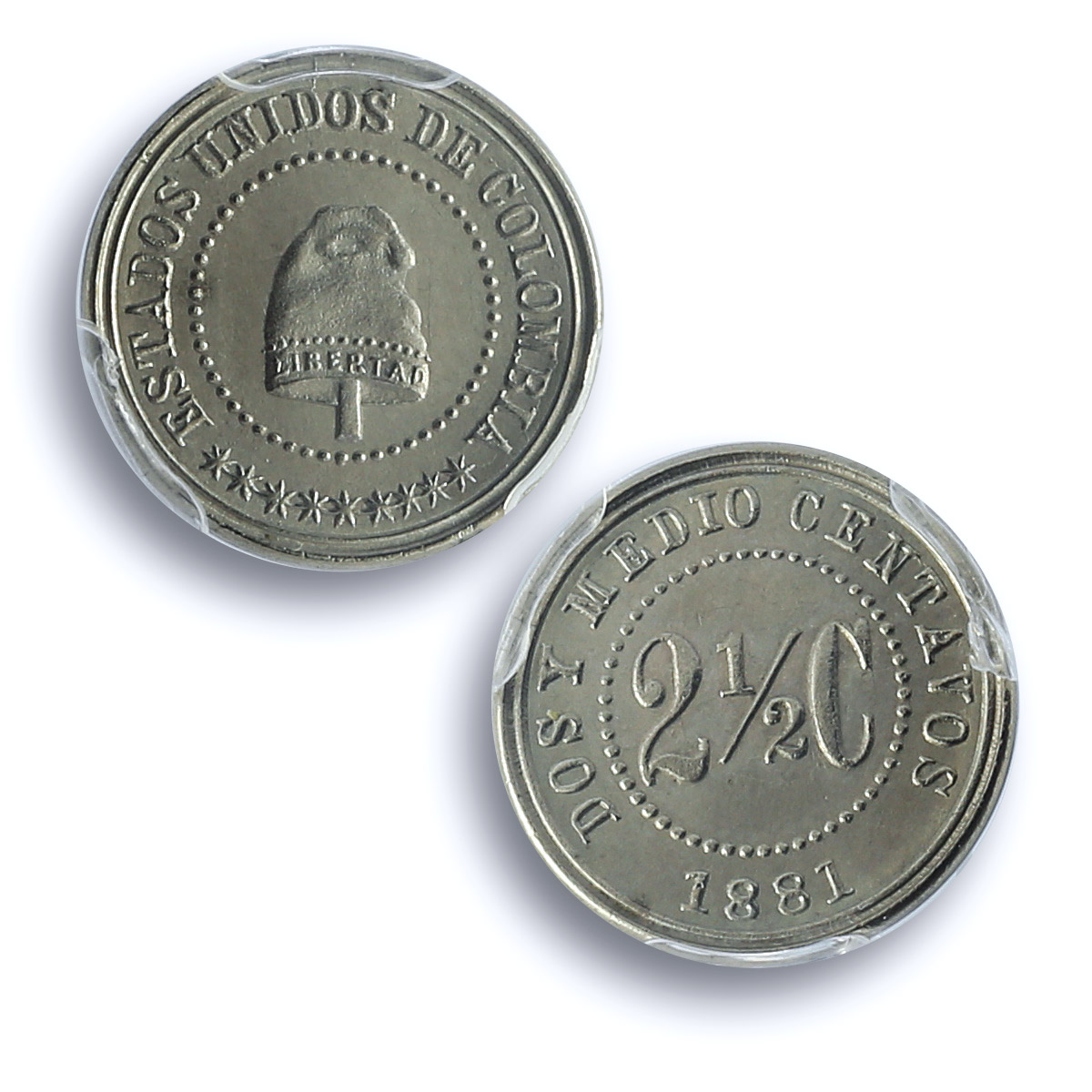 Colombia 2 1/2 centavos United States KM-180 Libertad MS 63 PCGS CuNi coin 1881 Colombia 2 1/2 centavos United States KM-180 Libertad MS 63 PCGS CuNi coin 1881