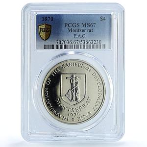 Montserrat 4 dollars FAO KM-30 Food Day MS 67 PCGS CuNi coin 1970