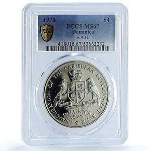 Dominica 4 dollars FAO KM-11 Food Day MS 67 PCGS CuNi coin 1970