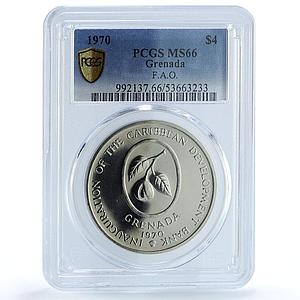 Grenada 4 dollars FAO KM-15 Food Day MS 66 PCGS CuNi coin 1970
