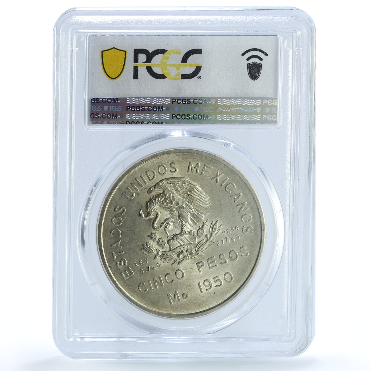 Mexico 5 pesos Opening Southern Railroad KM-466 Train MS64 PCGS silver coin 1950