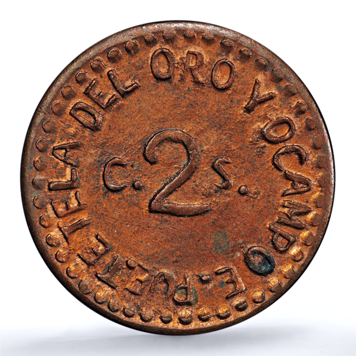 Mexico 2 centavos Puebla Restrike Tetela Oro Ocampo KM-759 MS 63 PCGS coin 1915