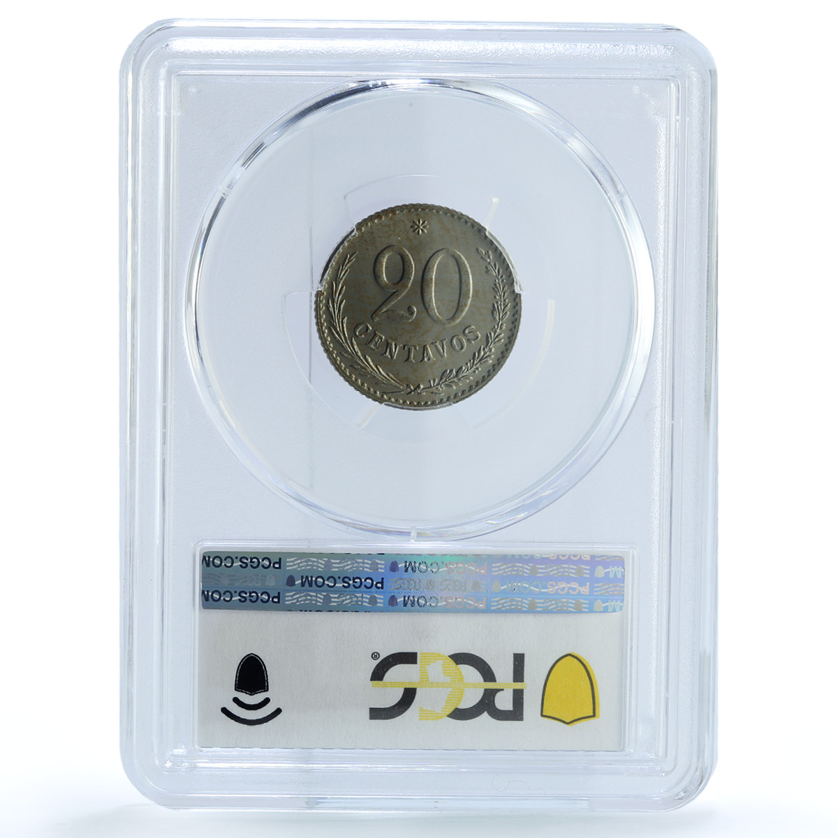 Paraguay 20 centavos Republic KM-8 Schon-3 MS 65 PCGS CuNi coin 1900
