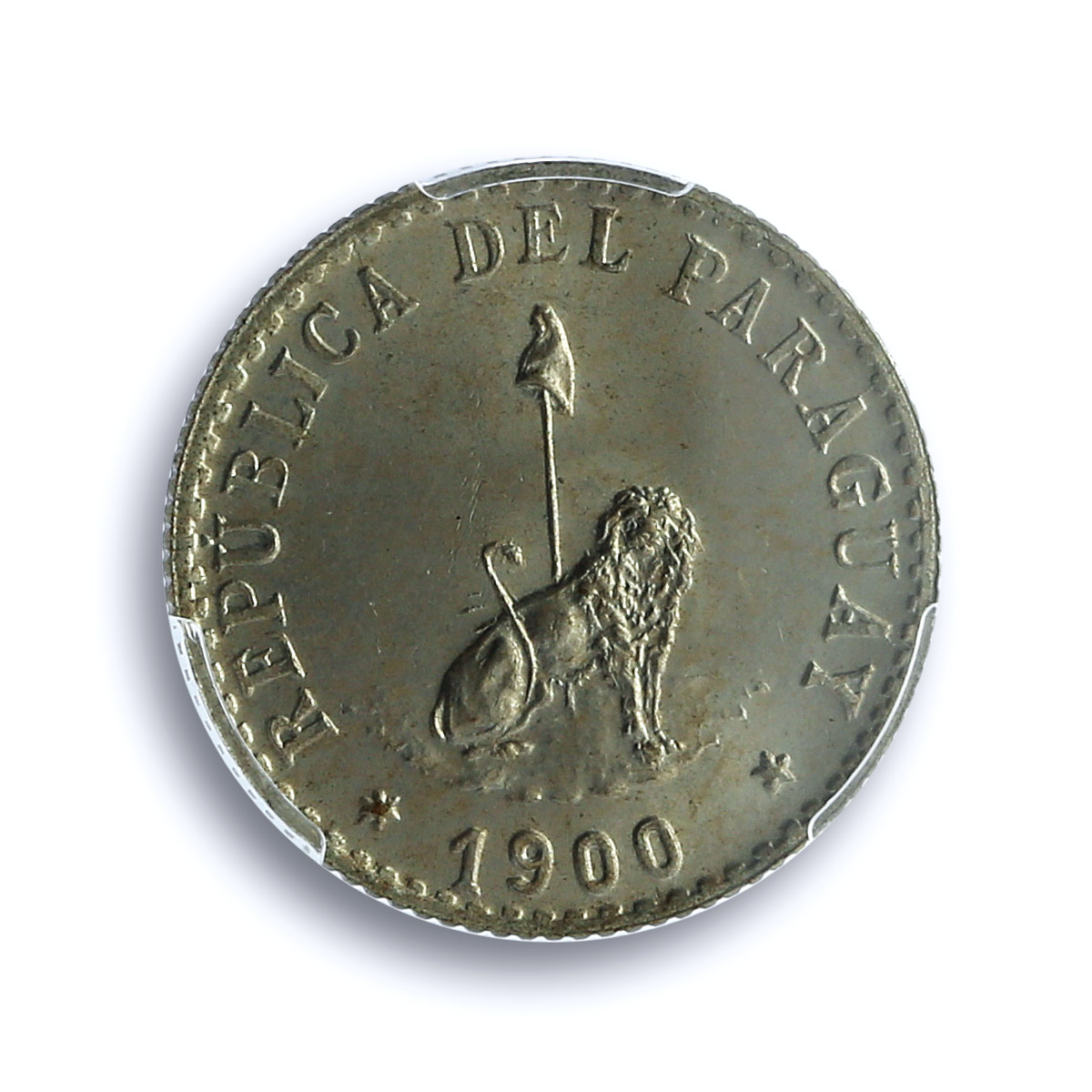 Paraguay 20 centavos Republic KM-8 Schon-3 MS 65 PCGS CuNi coin 1900