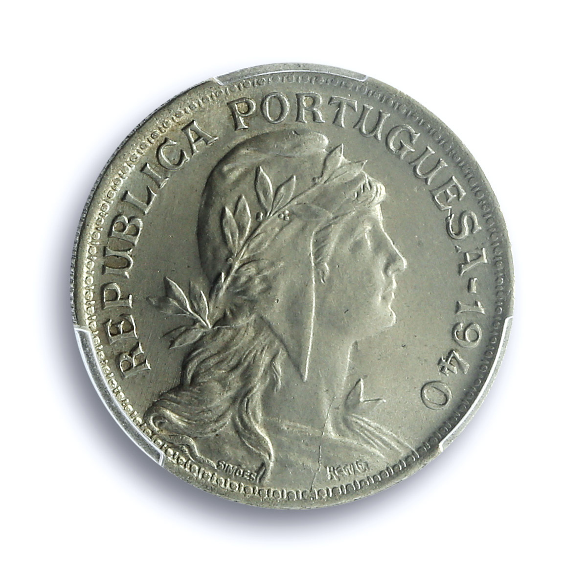 Portugal 50 centavos Second Republic KM-577 MS 64 PCGS NiBrass coin 1940