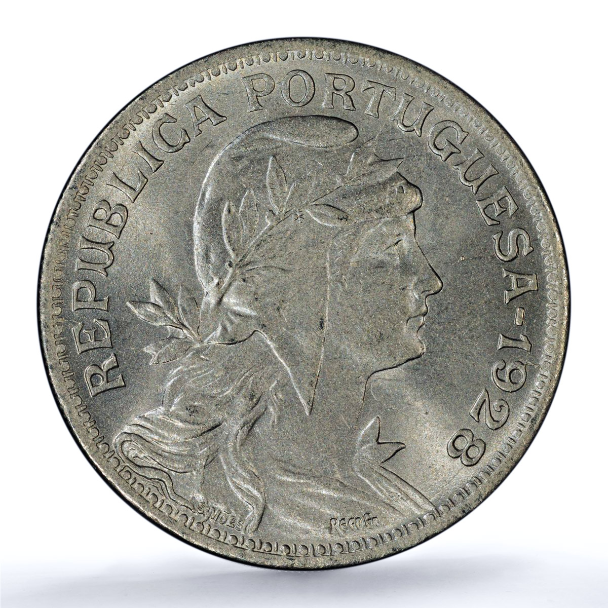 Portugal 50 centavos Second Republic KM-577 MS 64 PCGS NiBrass coin 1928