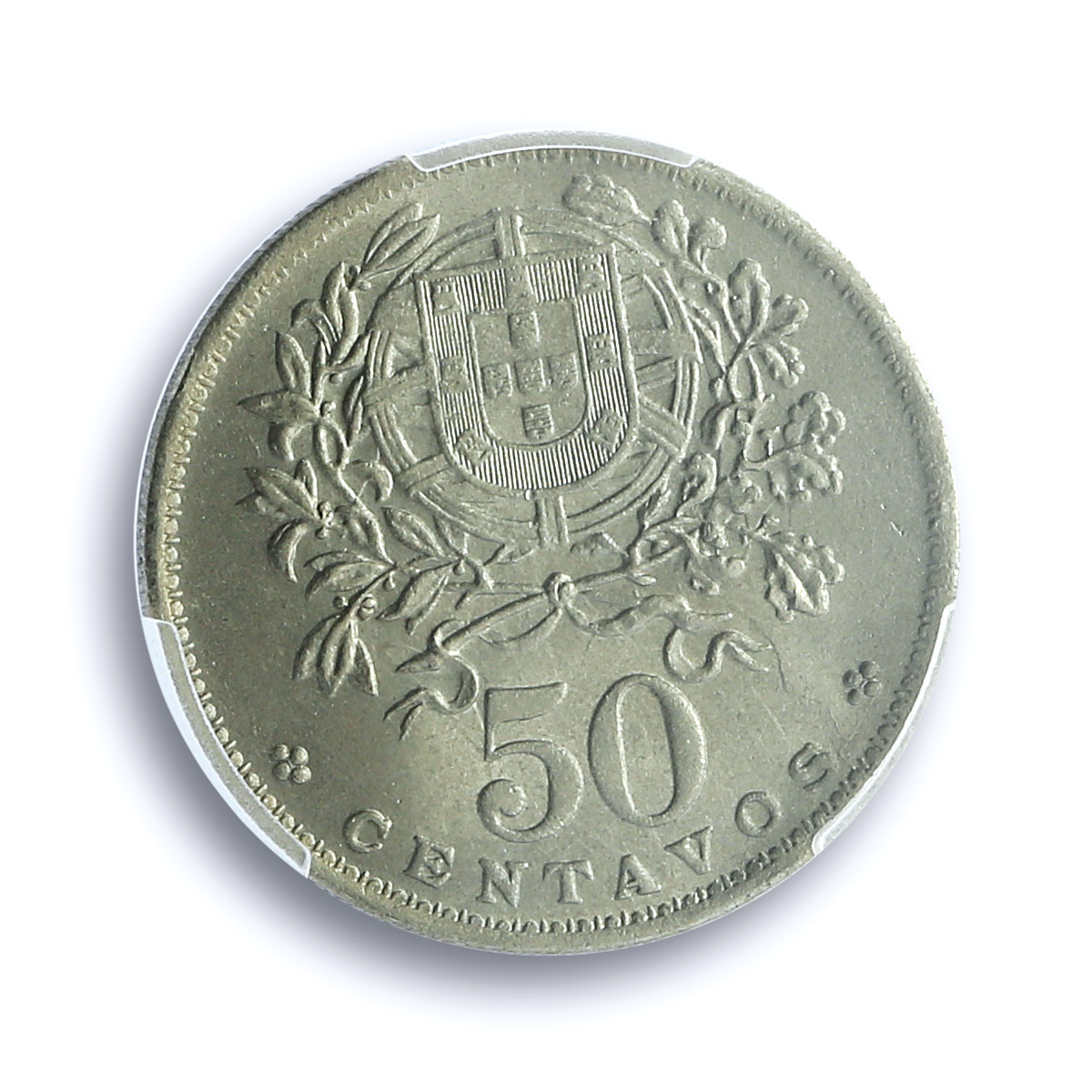 Portugal 50 centavos Second Republic KM-577 MS 64 PCGS NiBrass coin 1928