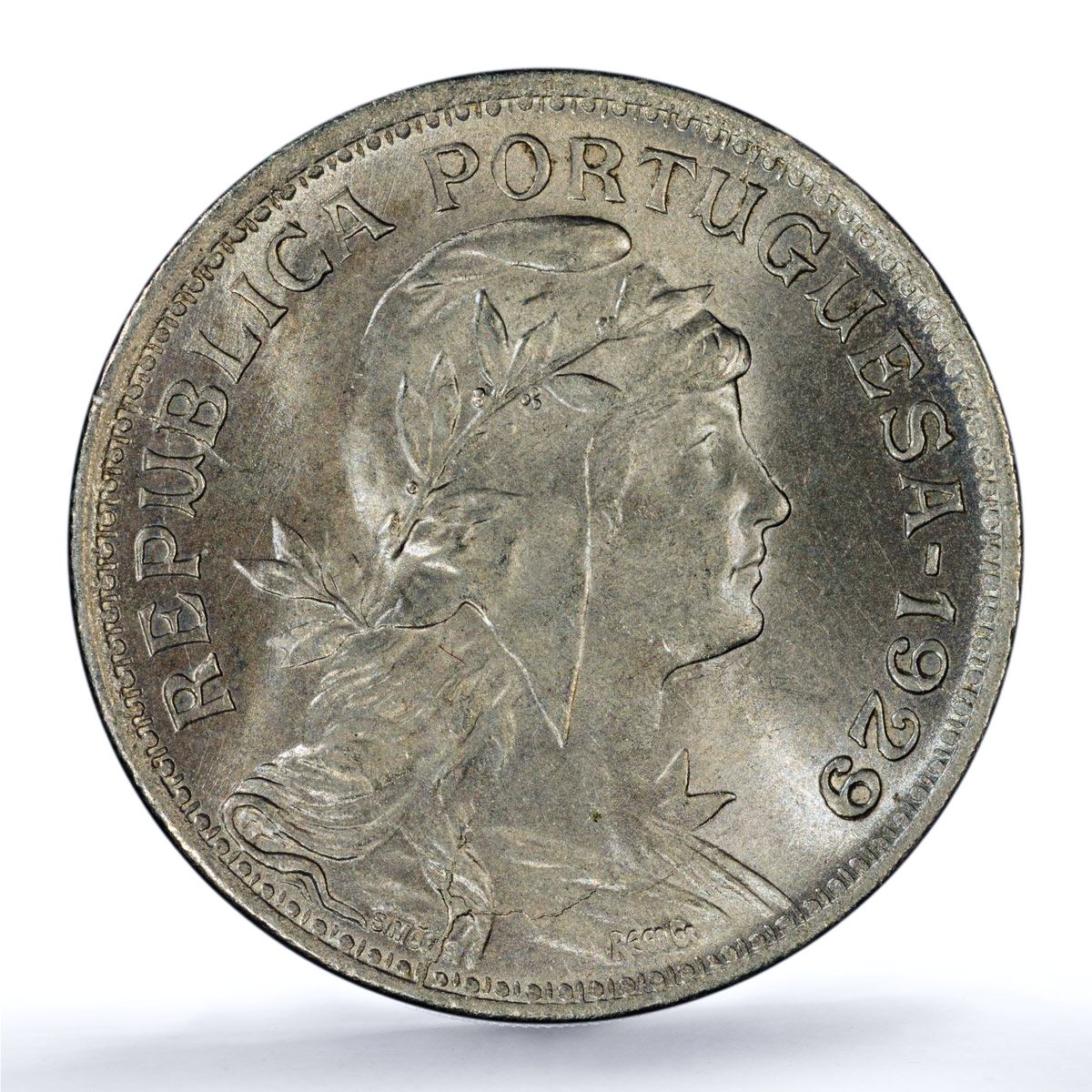 Portugal 50 centavos Second Republic KM-577 MS 64 PCGS NiBrass coin 1929