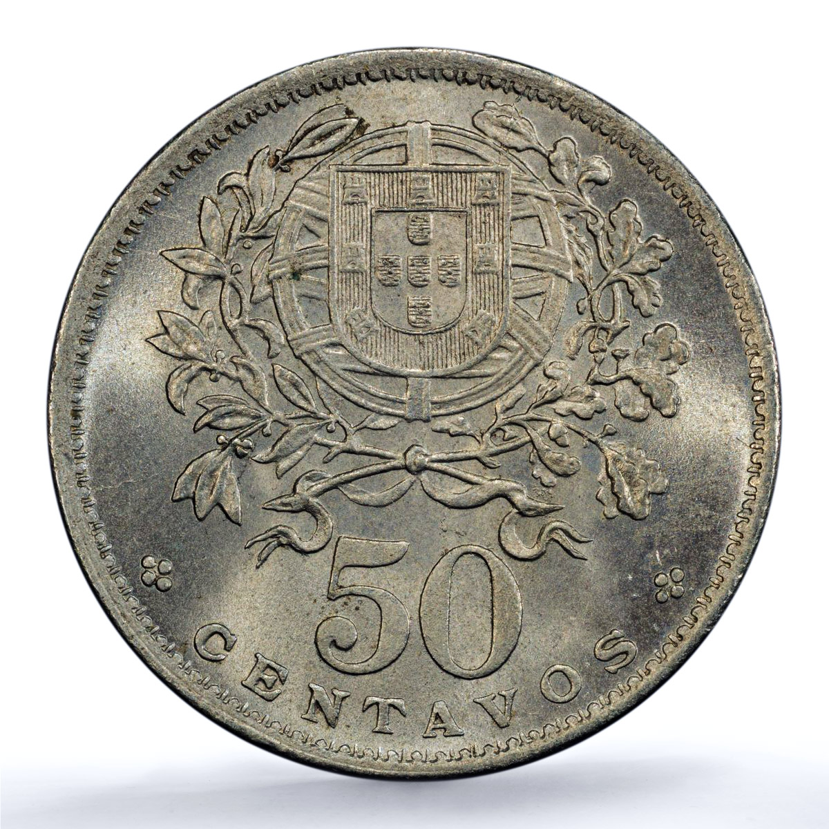 Portugal 50 centavos Second Republic KM-577 MS 64 PCGS NiBrass coin 1929
