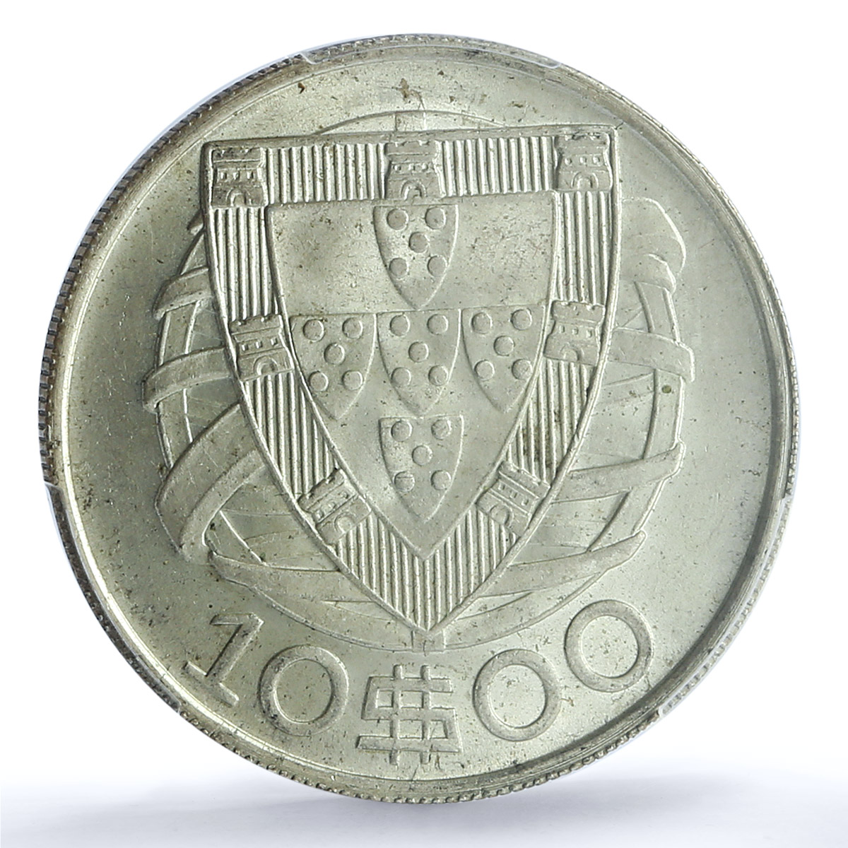Portugal 10 escudos Second Republic KM-582 Ship MS 65 PCGS silver coin 1934